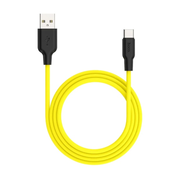 Кабель HOCO X21 Plus USB Type-C cable, 1м, 3A, чёрно-жёлтый